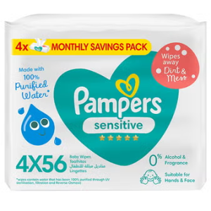 Sensitive Protect Baby Wipes for Hands and Face, 4 Packs, 224 Count